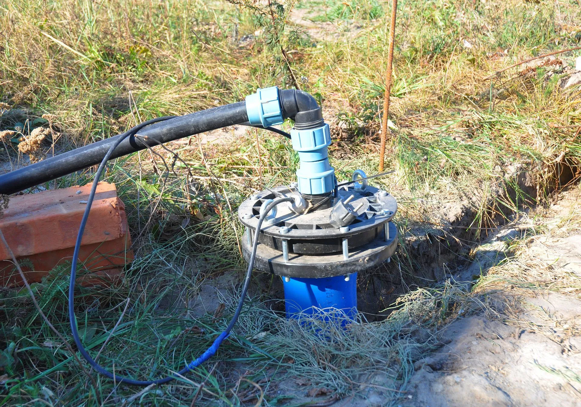 Water well testing equipment in use at a wellhead