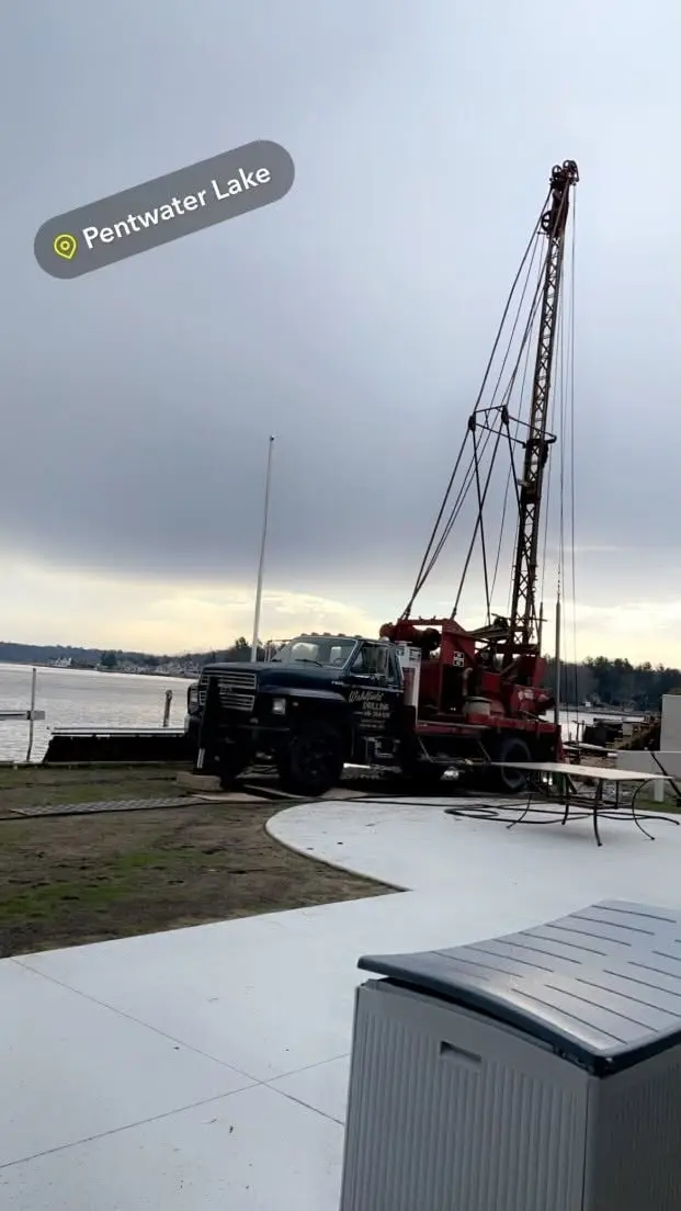 Drilling on a waterfront property.